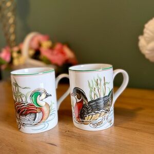 Vintage Duck Mug Set Fitz & Floyd Canard Sauvage Woodland Cottagecore